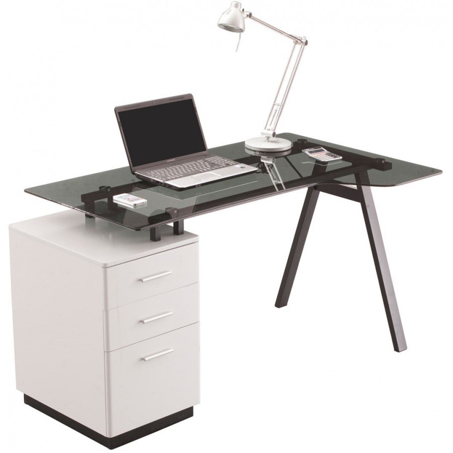 Cleveland 4 White And Grey Glass Desk